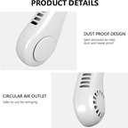 Portable Hanging Neck Fan with Rechargeable Battery and USB Charging