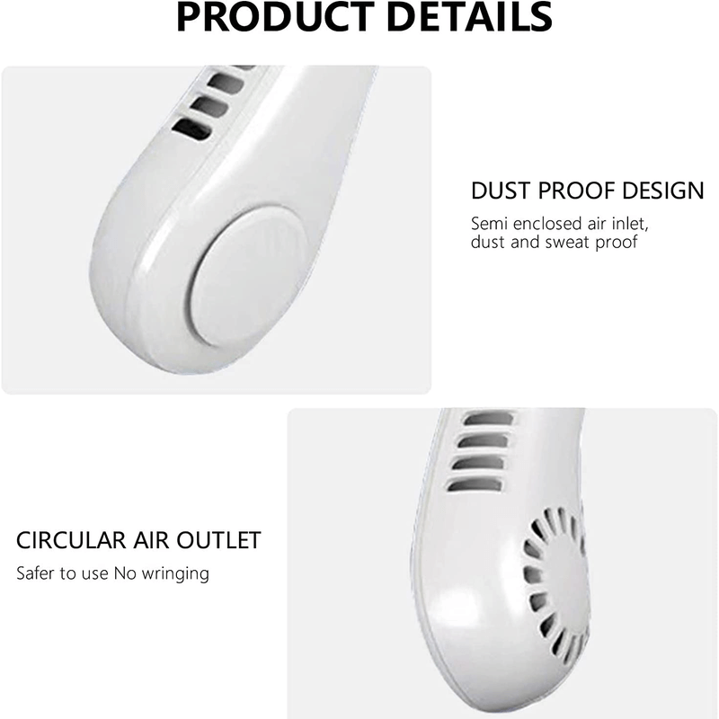 Portable Hanging Neck Fan with Rechargeable Battery and USB Charging