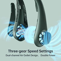 Portable Hanging Neck Fan with Rechargeable Battery and USB Charging