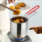 Portable Deep Frying Pot Deep Frying Tempura French Fries Fryer With Strainer Basket Small Pot for Kitchen Party Cooking
