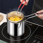 Portable Deep Frying Pot Deep Frying Tempura French Fries Fryer With Strainer Basket Small Pot for Kitchen Party Cooking