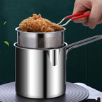 Portable Deep Frying Pot Deep Frying Tempura French Fries Fryer With Strainer Basket Small Pot for Kitchen Party Cooking