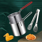 Portable Deep Frying Pot Deep Frying Tempura French Fries Fryer With Strainer Basket Small Pot for Kitchen Party Cooking