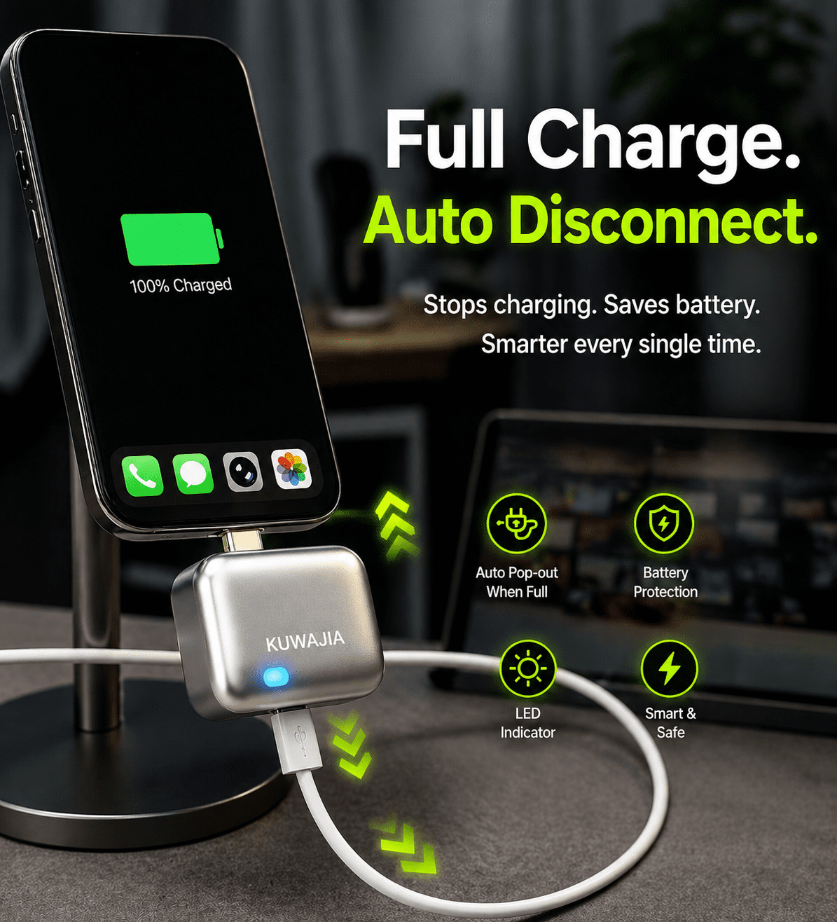 Auto Retract Charger | Fast Charging & Auto Eject Cable