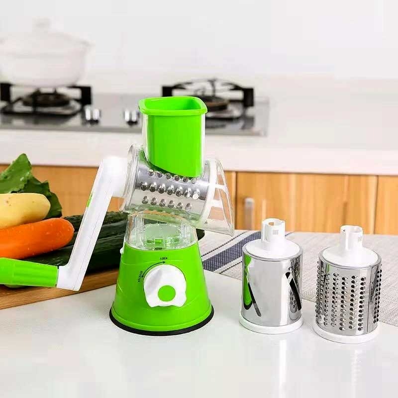 Multifunctional Vegetable Slicer Vegetable Slicer Manual Kitchen Grater Vegetable Chopper 3 in 1 Round Mandolin Cutter Potato Spiralizer Household Gadgets