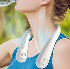 Portable Hanging Neck Fan with Rechargeable Battery and USB Charging
