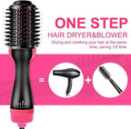 4-in-1 Blow Hair Dryer - Volumizer Brush, Straightening & Curl